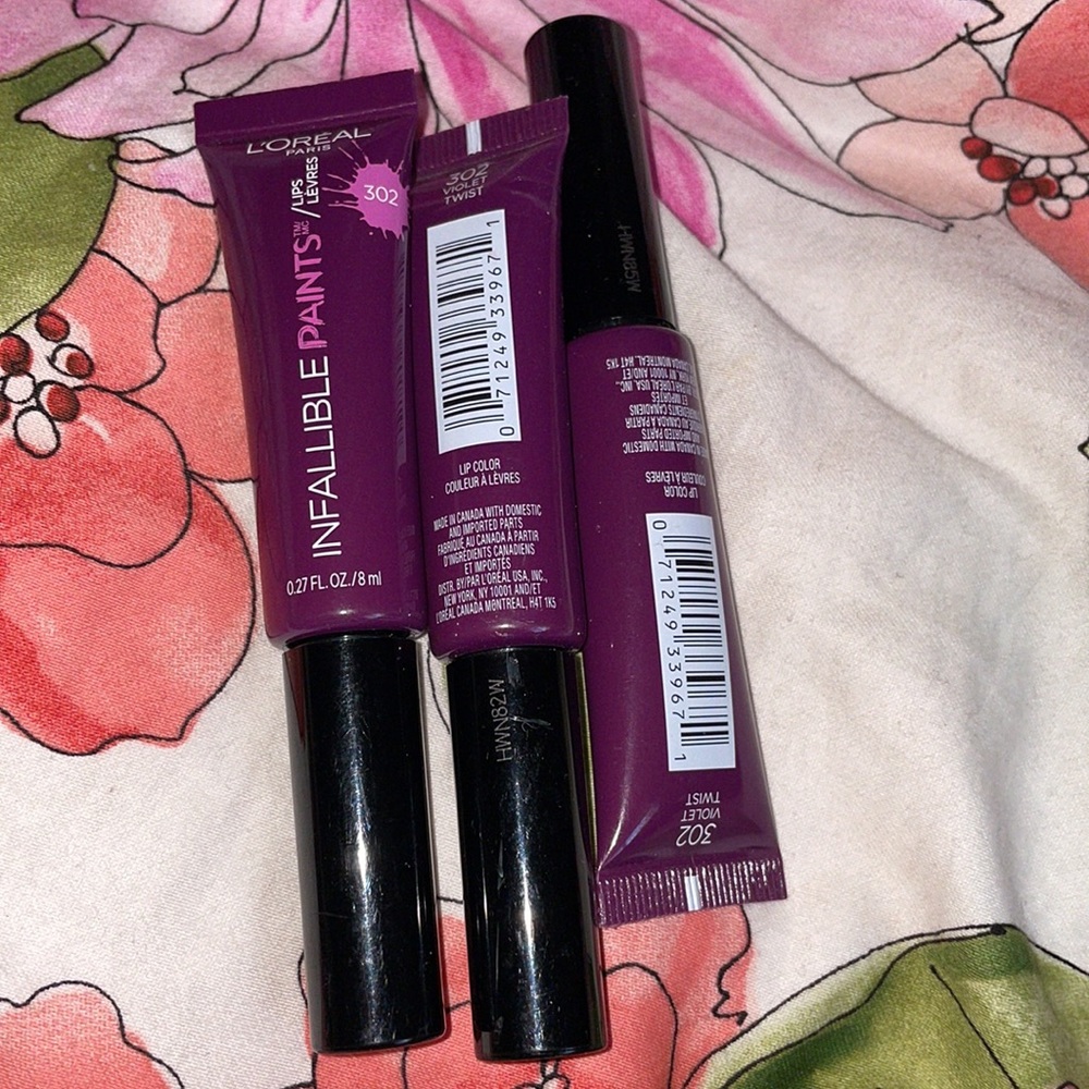 3 pcs BN Loreal Infallible Paint lipstick #302 Violet Twist”